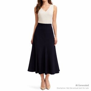 Laura Size 12 Indigo A-Line Midi Skirt – Fully Lined
